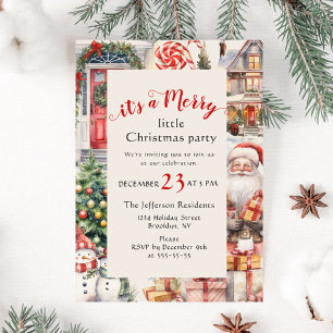 Retro Country Vintage Merry Little Christmas Party Invitation