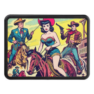 Retro Country Western Comics Trailer Hitch Cover