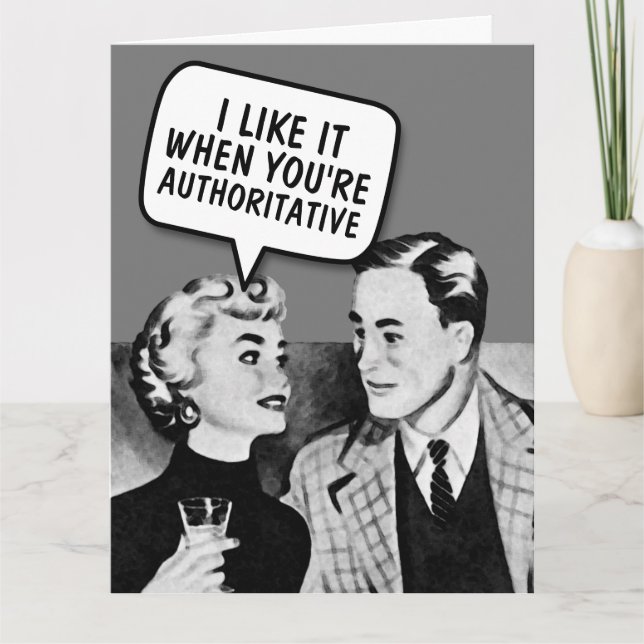 RETRO couple authorative funny greeting card (Front)