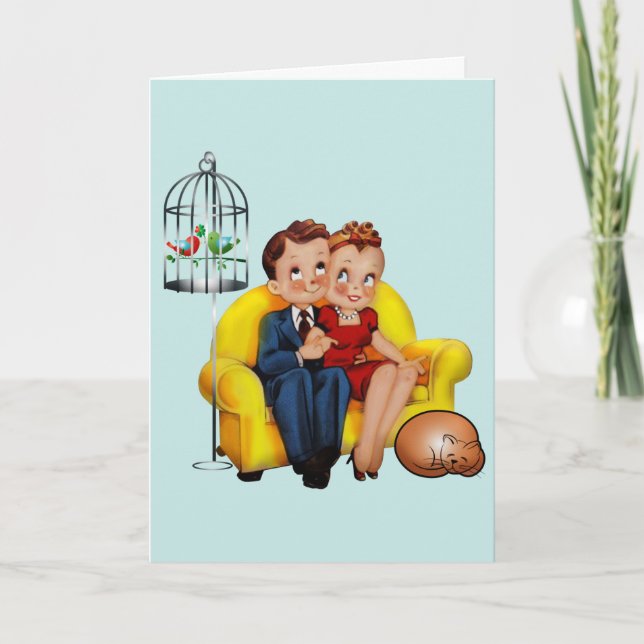 RETRO COUPLE HAPPY ANNIVERSARD CARTES (Devant)