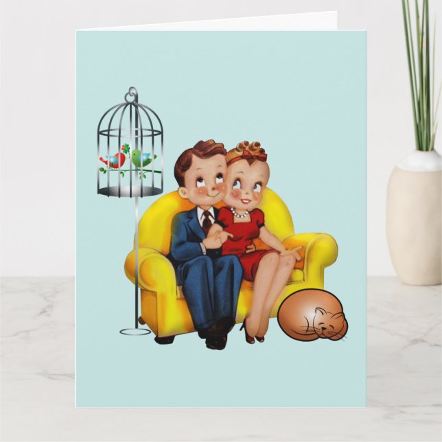 RETRO COUPLE HAPPY ANNIVERSARY CARDS (Front)