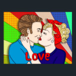 Retro Couple Kissing, 1950's Pop Art  Poster<br><div class="desc">1950's Retro Couple Kissing Pop Art Style 1950 s hand drawn art.</div>