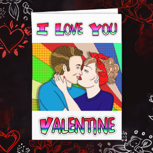 Retro Couple Kissing Valentines Day Card