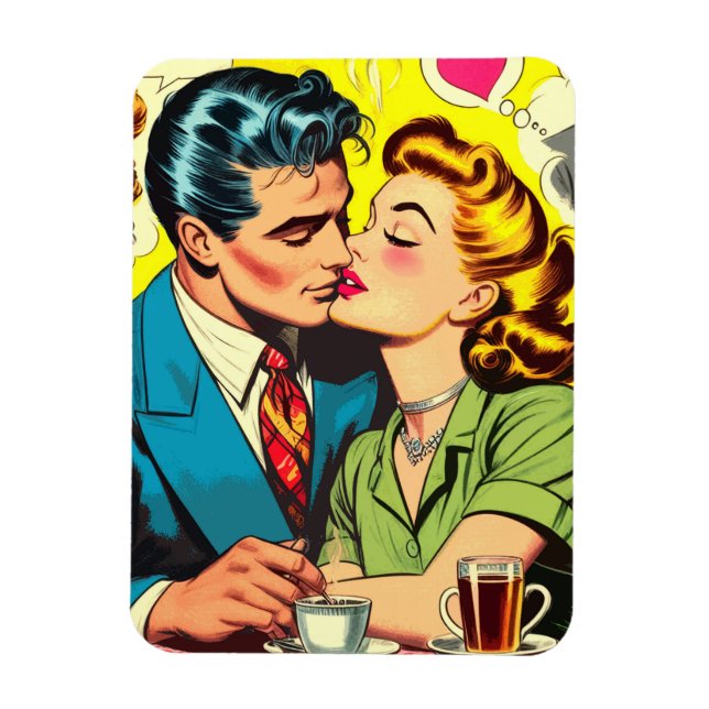 Retro Couple Love Comics Magnet (Vertical)