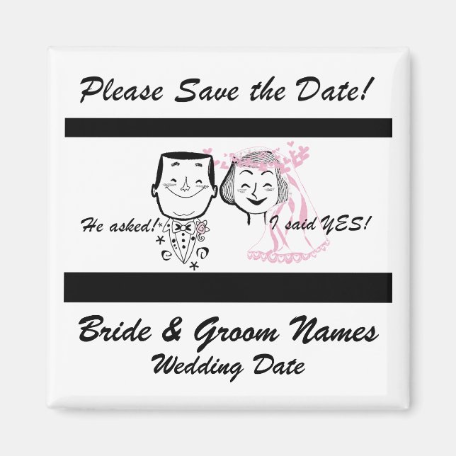 Retro Couple Save the Date Magnet (Front)