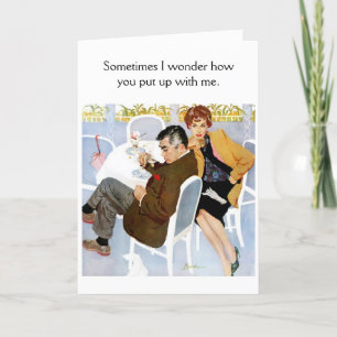 Retro Couple - We Put Up with Each Other, Holiday Card