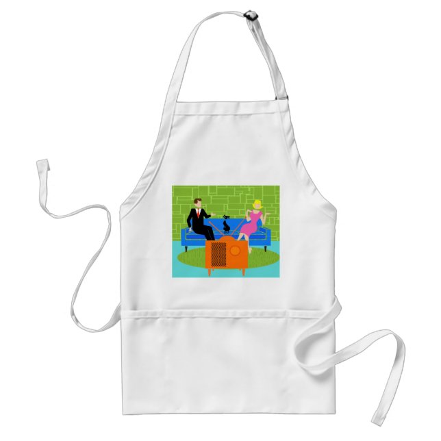 Retro Couple with Cat Apron (Front)