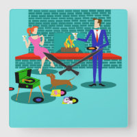 Retro Couple with Dog Acrylic Wall Clock