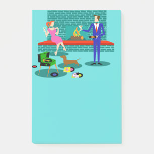 Retro Couple with Dog Post-It Notes