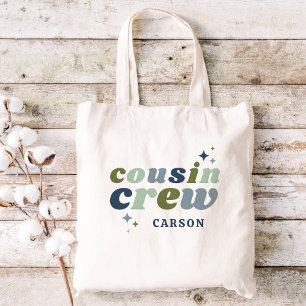 Retro Cousin Crew Monogram Matching Kids Tote Bag