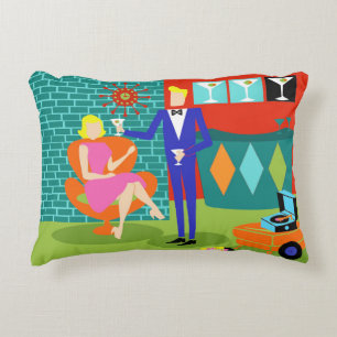 Rétro coussin d'accent de couples de Martini