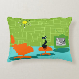 Rétro coussin d'accent de Kitty d'âge d'espace