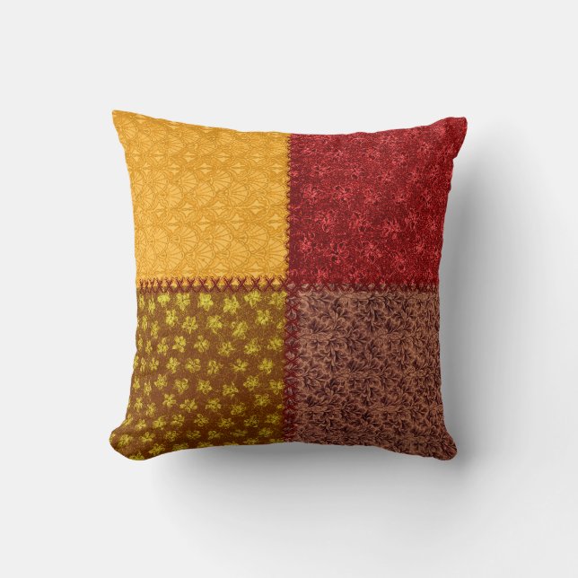 Rétro coussin de patchwork de chute d'automne (Recto)