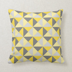 Rétro coussin géométrique gris jaune de triangl
