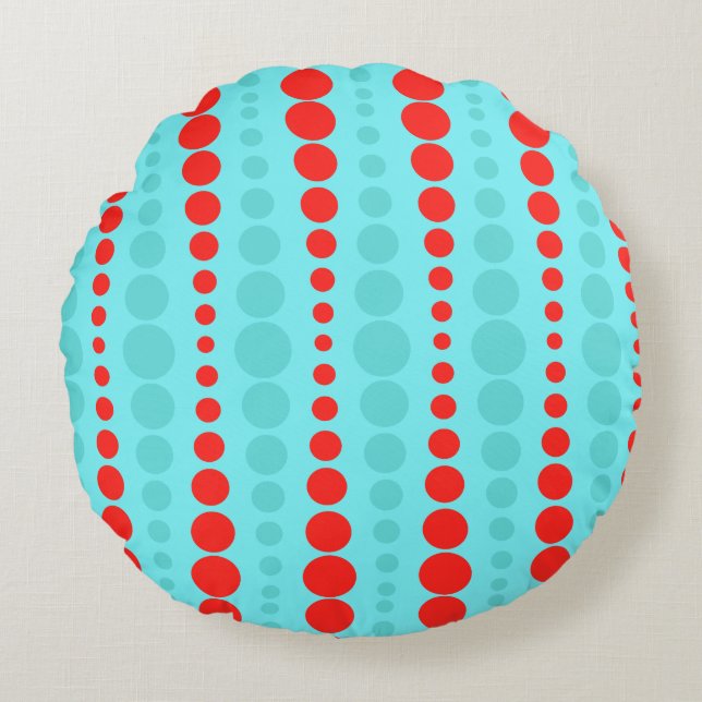 Rétro coussin rond de points de rouge et de (Devant)