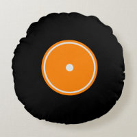 Rétro coussin rond orange du disque vinyle | de LP