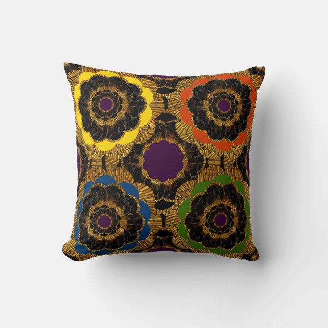 Rétro coussin super de hippie de fleur de mod (Recto)