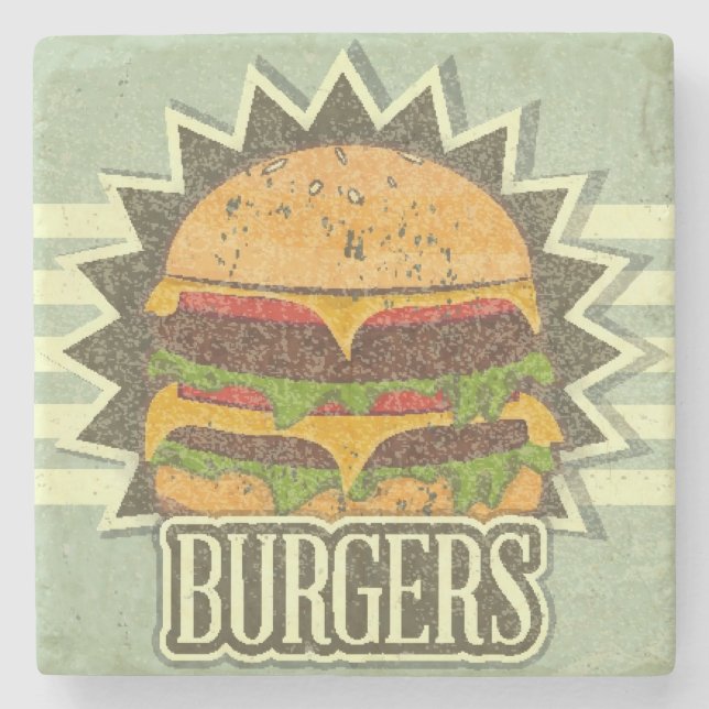 Retro Cover For Fast Food Menu Stone Coaster (Front)