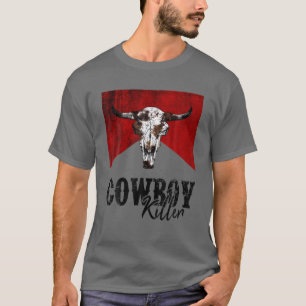 Retro Cow Skull Cowboy Killer Western Country Cowg T-Shirt