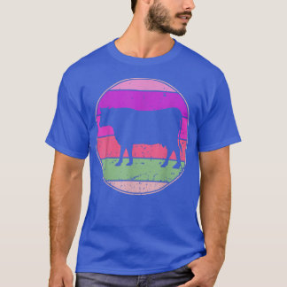 Retro Cow Vintage Cow Animal Farm Family Farmer 80 T-Shirt