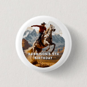 Retro Cowboy and Horse Western 1 Inch Round Button