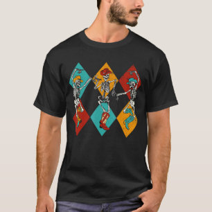 Retro Cowboy Dancing Skeleton Cowgirl Boots Hallow T-Shirt