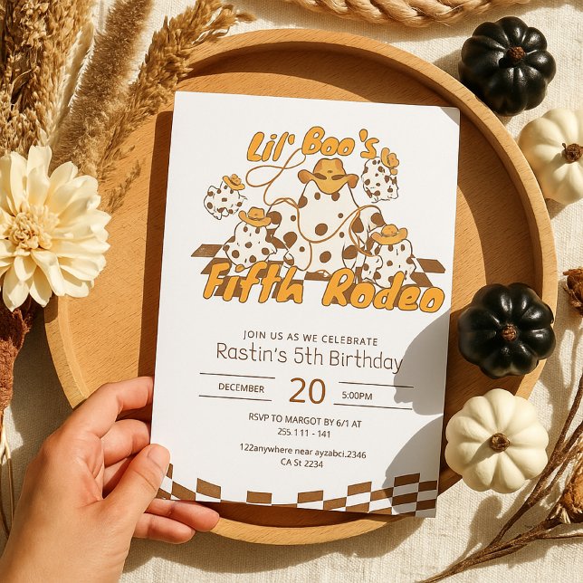 Retro Cowboy Halloween Chequered Pattern Birthday Invitation (Creator Uploaded)