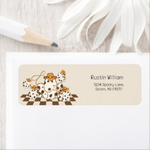 Retro Cowboy Halloween Chequered Pattern Groovy 