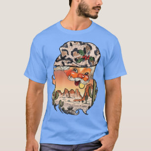 Retro Cowboy Hat Santa Claus Desert Western Merry T-Shirt