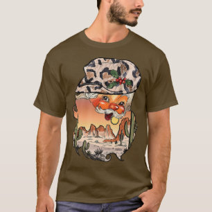 Retro Cowboy Hat Santa Claus Desert Western Merry T-Shirt