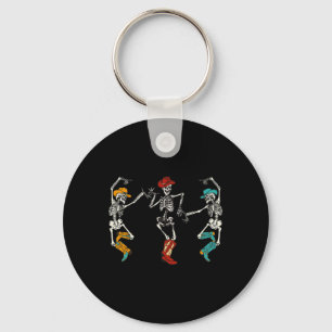 Retro Cowboy Skeleton Cowgirl Dancing Boots Hallow Keychain