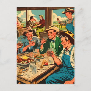 Retro Cowboys Comics Postcard