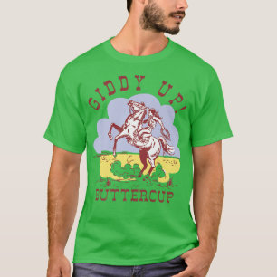 Retro Cowgirl Hold Your Horse Giddy Up Western Cow T-Shirt