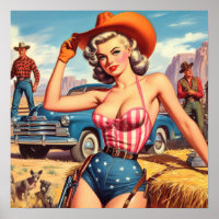 Retro Cowgirl Pin Up