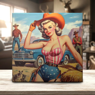Retro Cowgirl Pin Up Tile