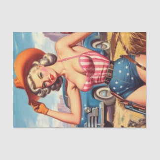 Retro Cowgirl Pin Up Tissue Paper