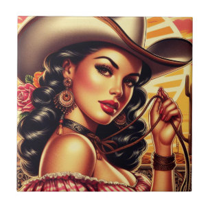 Retro Cowgirl Tile