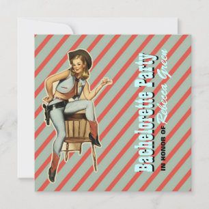 retro cowgirl western country bachelorette party invitation