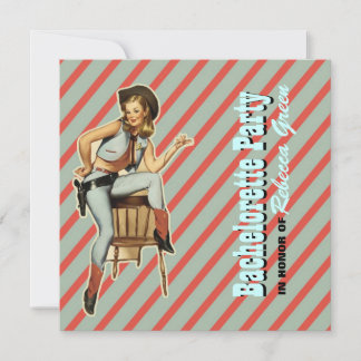 retro cowgirl western country bachelorette party invitation