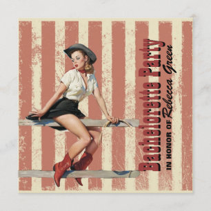 retro cowgirl western country bachelorette party invitation