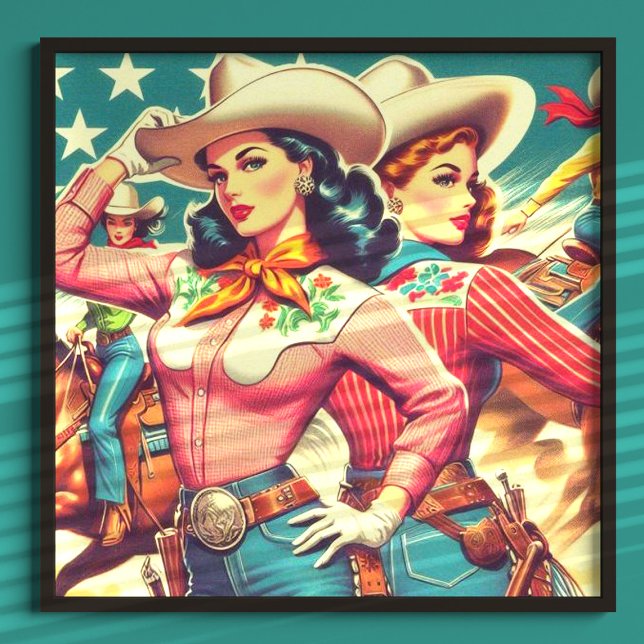 Retro Cowgirls Pin-ups Poster (Creator Uploaded)