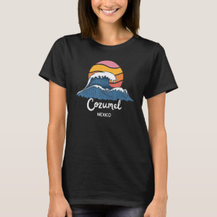 Retro Cozumel Beach Sunset Mexico Art T-Shirt
