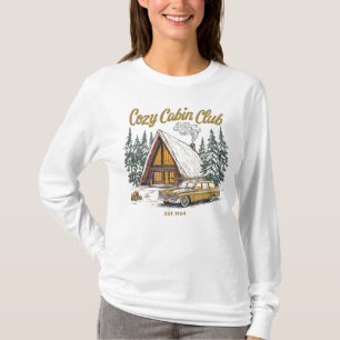 Retro Cozy Cabin Club Vintage A-Frame T Shirt