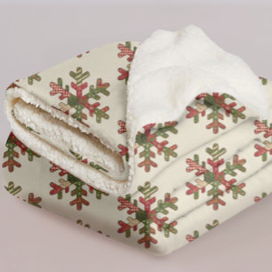 Retro Cozy Holiday Snowflake Blanket Gift for Mom