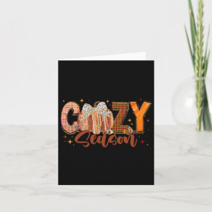 Retro Cozy Season Pumpkin Bow Tis The Season Thank Card
