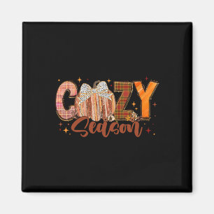 Retro Cozy Season Pumpkin Bow Tis The Season Thank Magnet