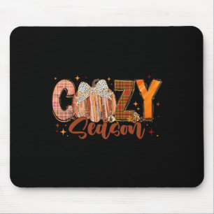 Retro Cozy Season Pumpkin Bow Tis The Season Thank Mouse Pad