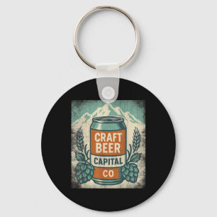 Retro Craft Beer Capital Shirt Colorado Hops Can B Keychain