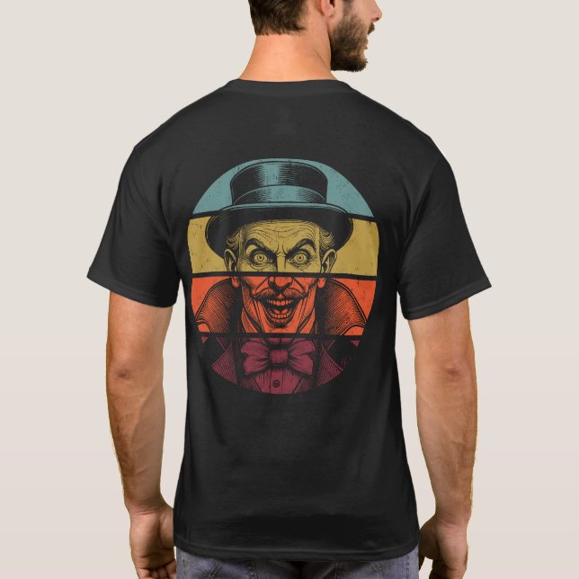 Retro Crazed Face Illusionist Front & Back T-Shirt (Back)
