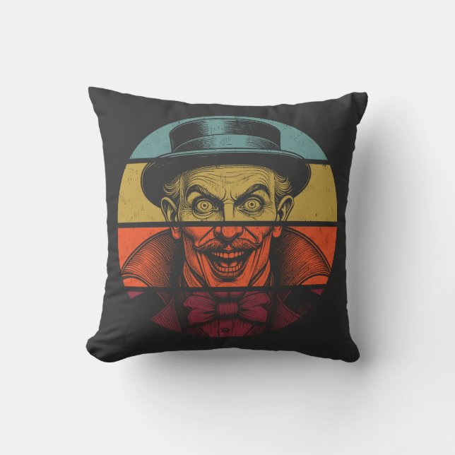 Retro Crazed Face Illusionist Throw Pillow (Front)